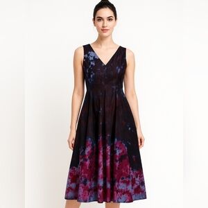 Adolfo Dominguez Tie Dye Artistic Boho Midi Feminine Multicolor Cotton Dress 6.